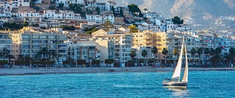 Sailboat views on the coast of Altea in Alicante, Region of Valencia Sailboat views on the coast of Altea in Alicante, Region of Valencia