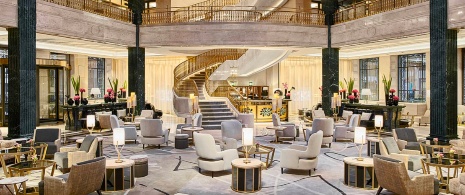 Lobby of the Four Seasons Hotel in Madrid Lobby of the Four Seasons Hotel in Madrid