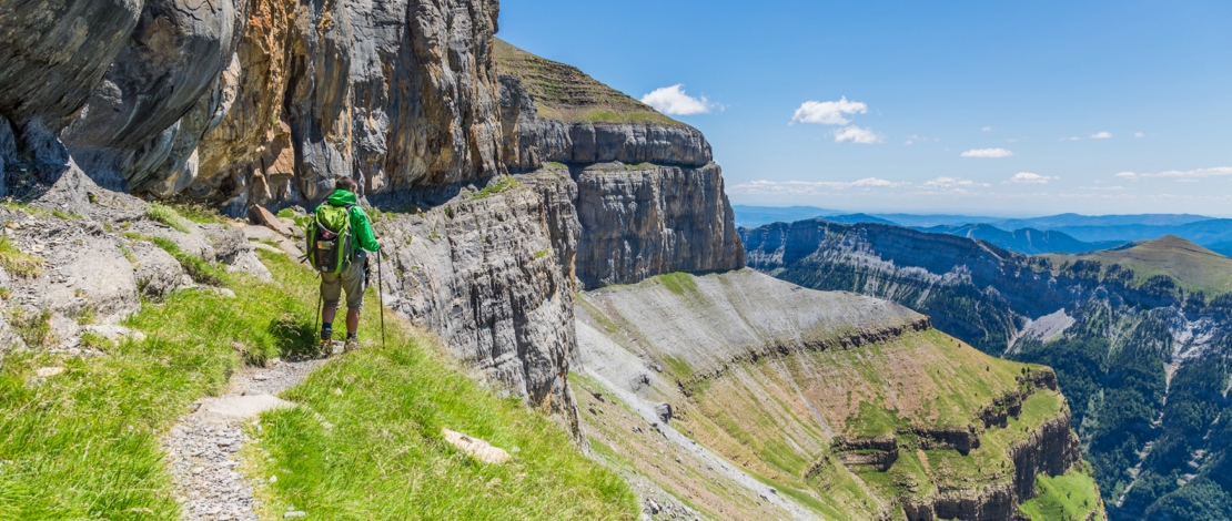 Hiker in the Ordesa y Monte Perdido National Park, Huesca Hiker in the Ordesa y Monte Perdido National Park, Huesca