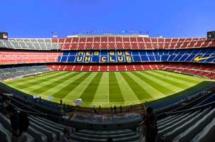 The stands and pitch at the Camp Nou stadium in Barcelona