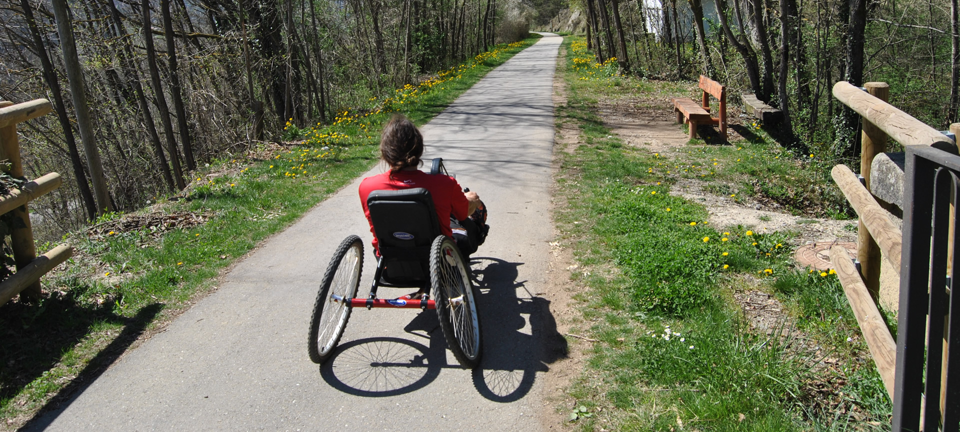 Person with reduced mobility on a greenway