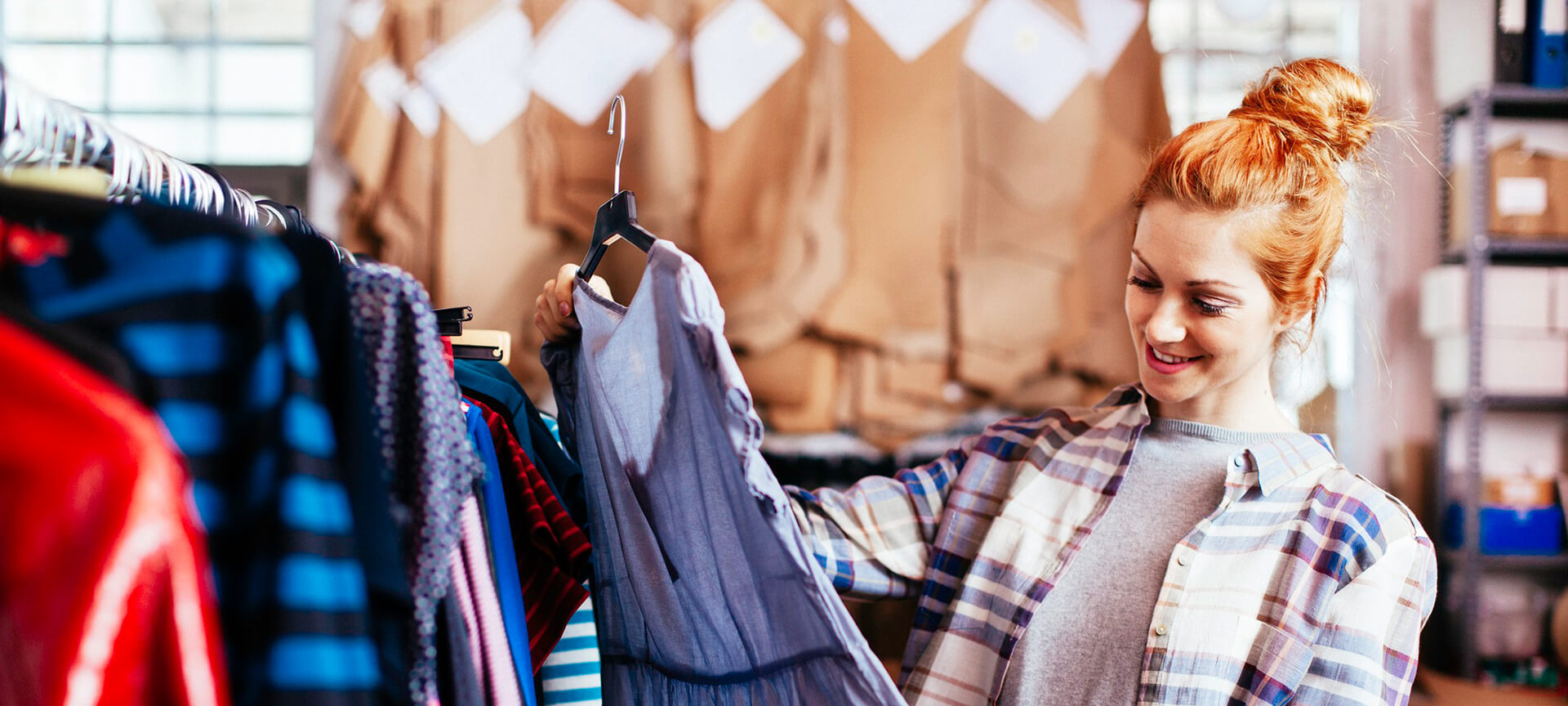 Shopping experiences Woman looking at a dress