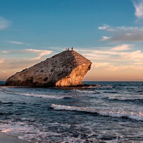 Sunset over Monsul beach in the Cabo de Gata Natural Park, Almería, Andalusia