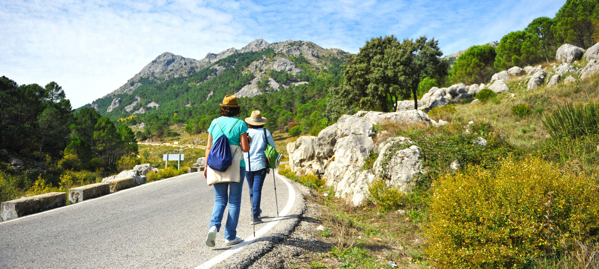 Touristes profitant de la vue sur le parc naturel de la Sierra de Grazalema à Cadix, en Andalousie