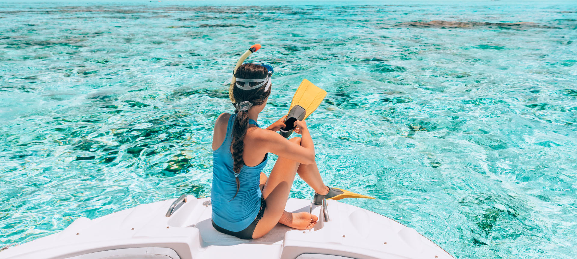 Girl snorkeling in Menorca, Balearic Islands Girl snorkeling in Menorca, Balearic Islands