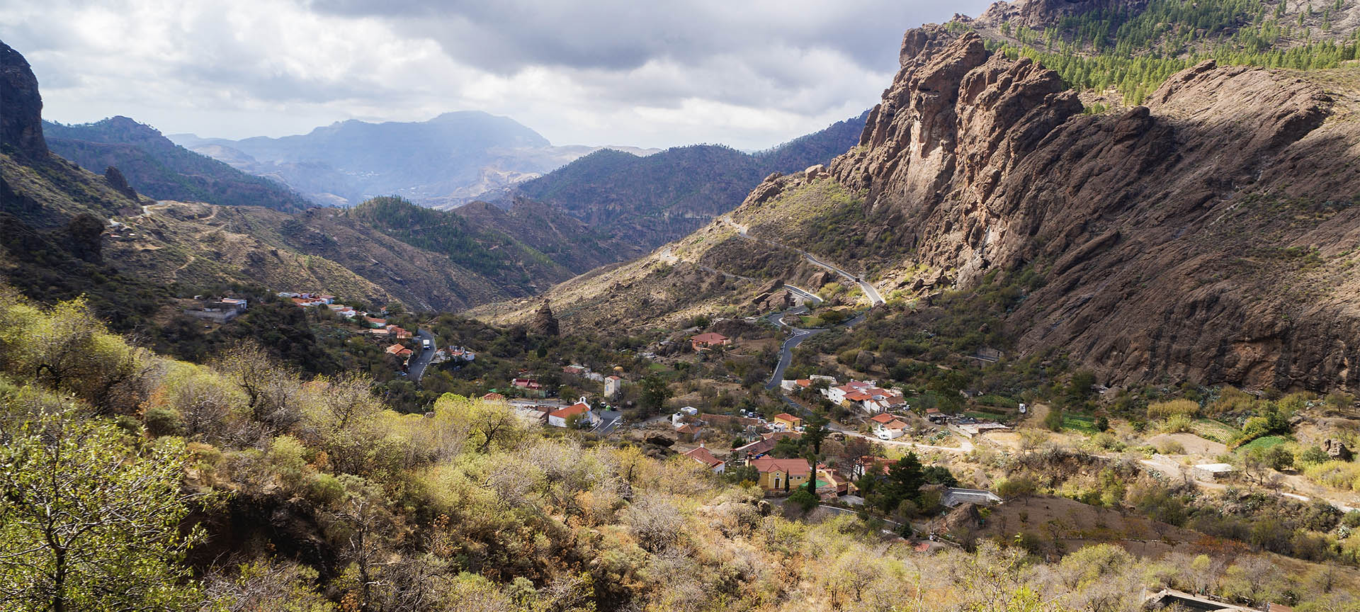 Vue panoramique d’Ayacata (Grande Canarie, îles Canaries)