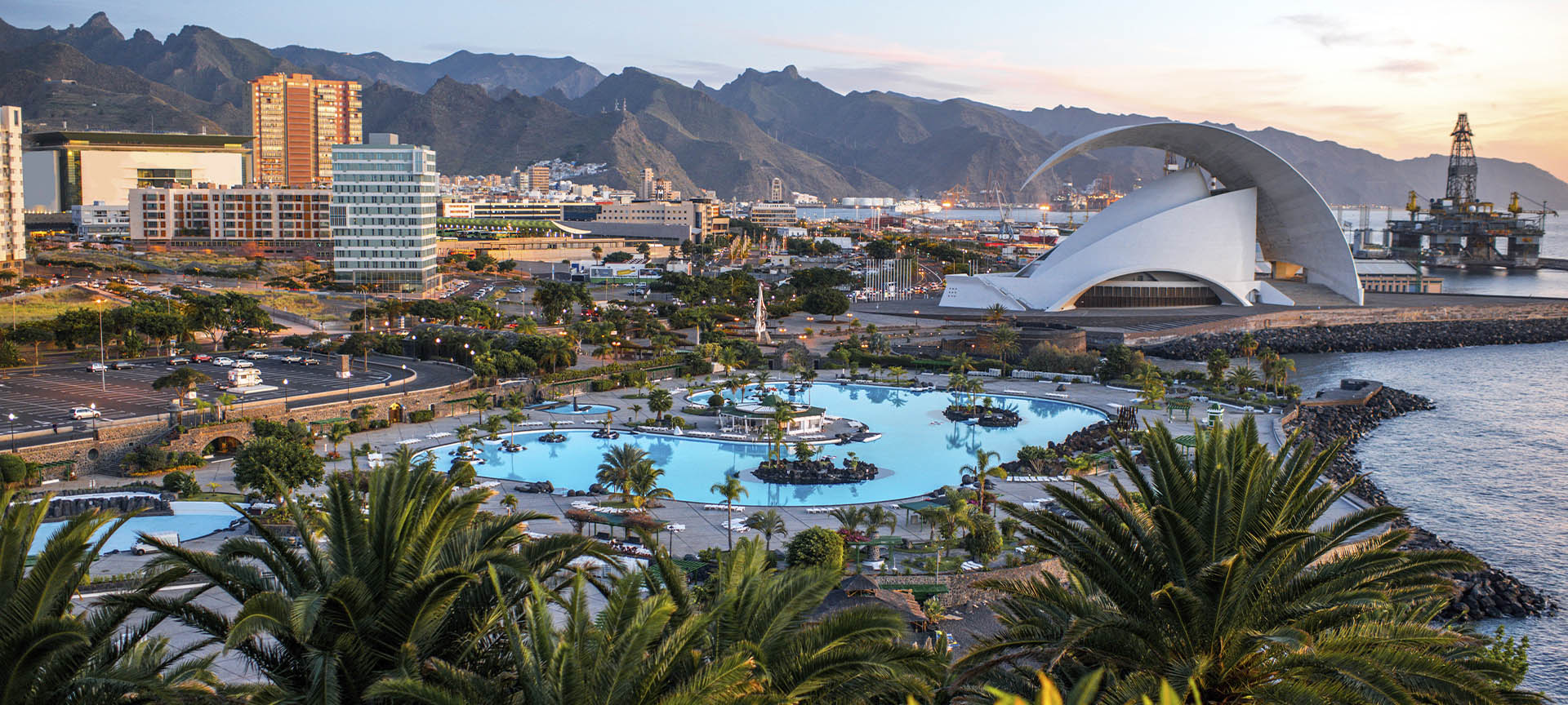 Panoramic view of Santa Cruz de Tenerife on the island of Tenerife (Canary Islands)