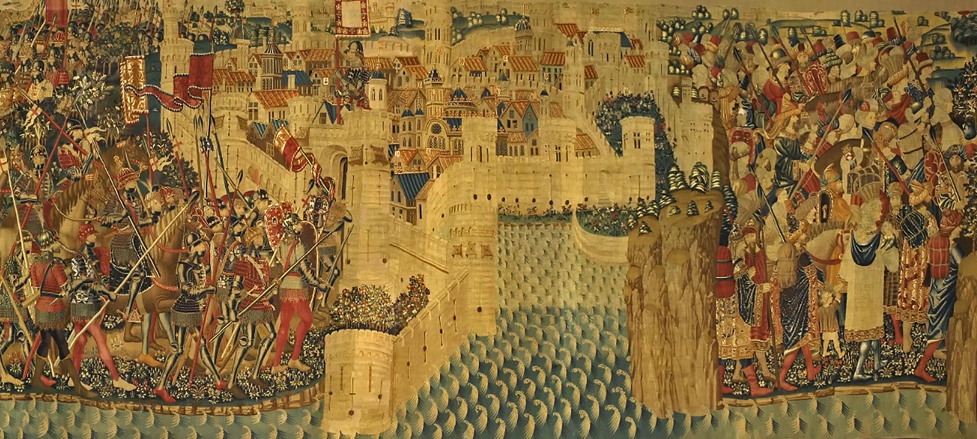 Tapestry asalto de arcila. 15th century Tournai. Pastrana Museum