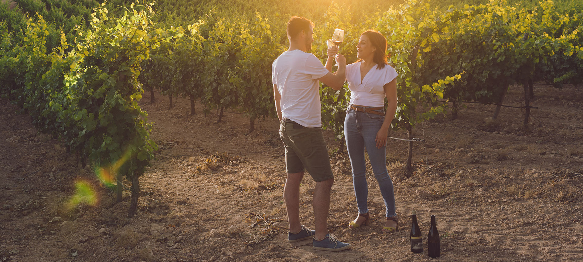 Turisti nei vigneti della Strada del Vino di Almansa