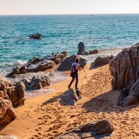 Hiker in Platja d’Aro. Costa Brava, Girona