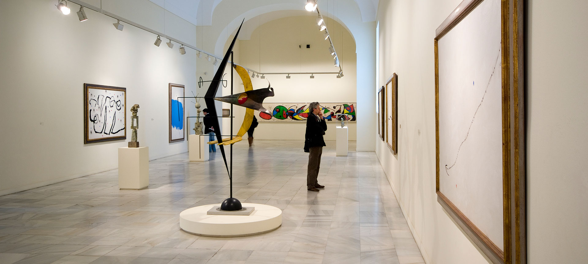 Man admiring the works at the Reina Sofía Museum, Madrid Man admiring the works at the Reina Sofía Museum, Madrid