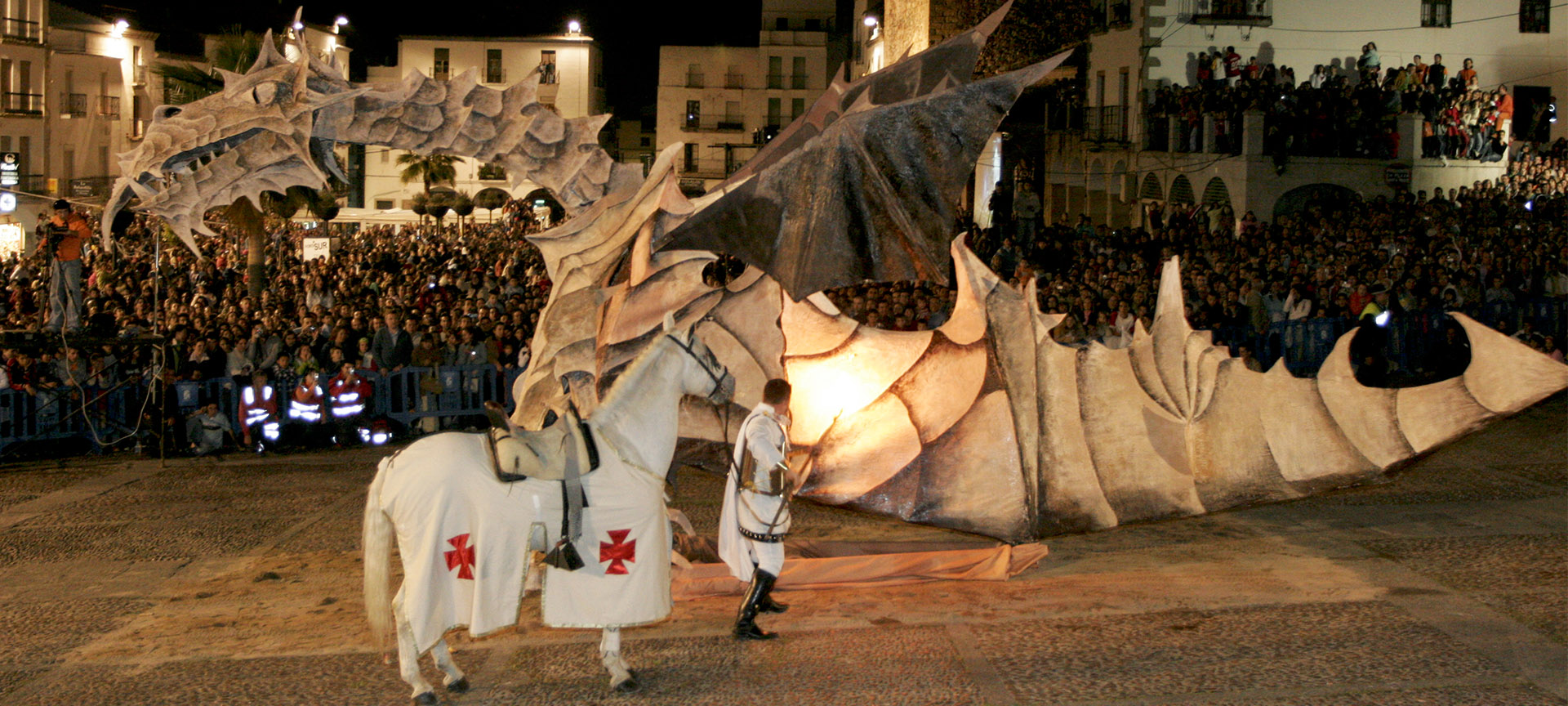 Burning the dragon in the Plaza Mayor square Fiesta of San Jorge Burning the dragon in the Plaza Mayor square Fiesta of San Jorge