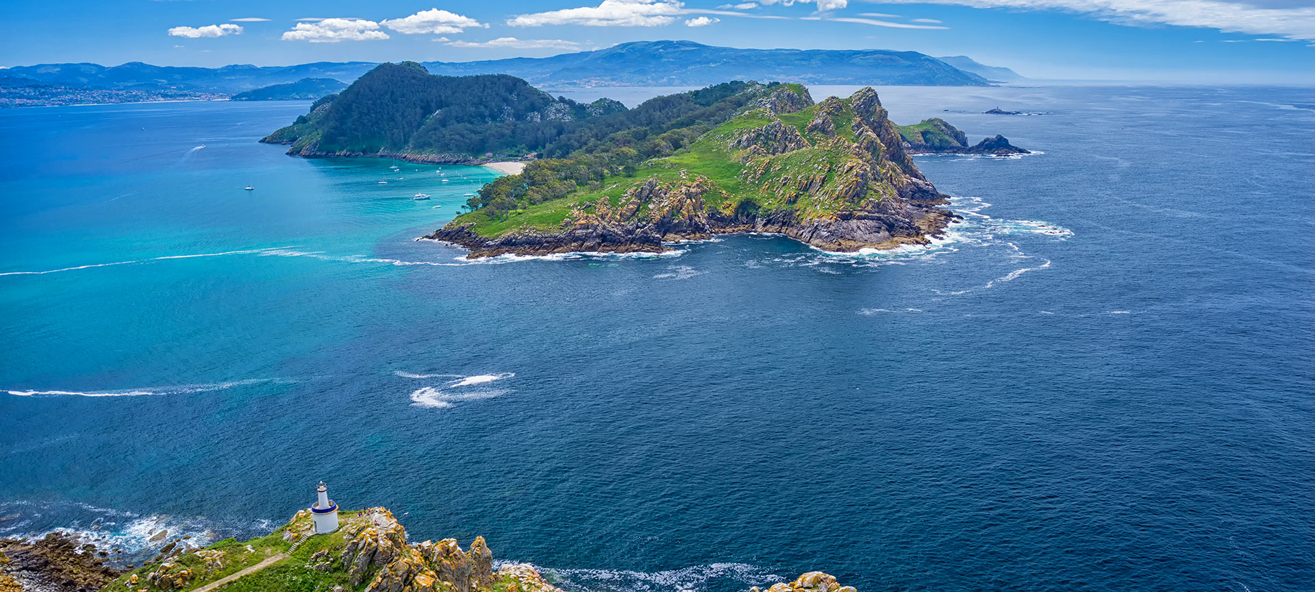 Îles Cíes. Vue de l’île de San Martín Îles Cíes. Vue de l’île de San Martín