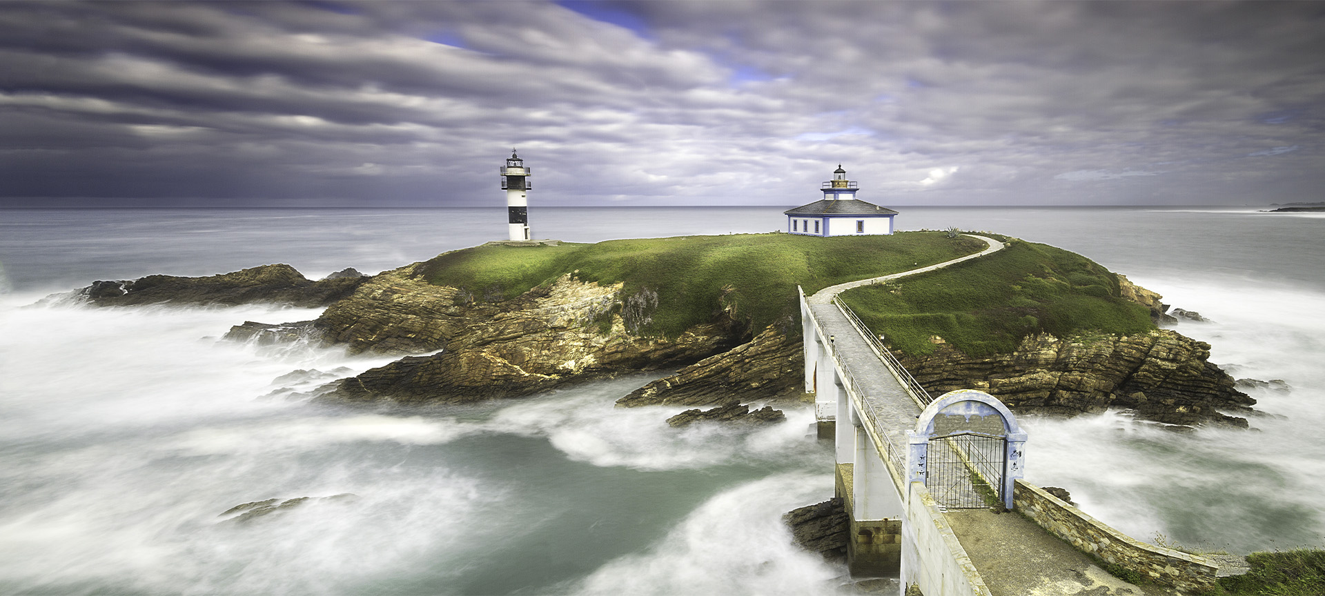View of the Isla Pancha lighthouse in Ribadeo (Lugo, Galicia)