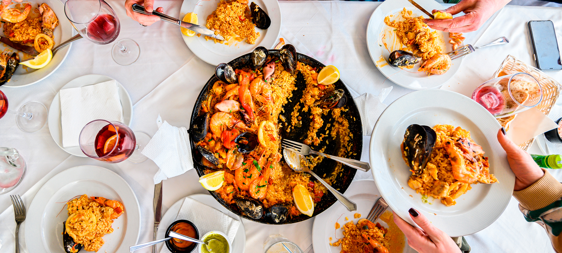 Seafood paella tasting