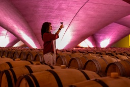 Donna con un calice di vino in mano
