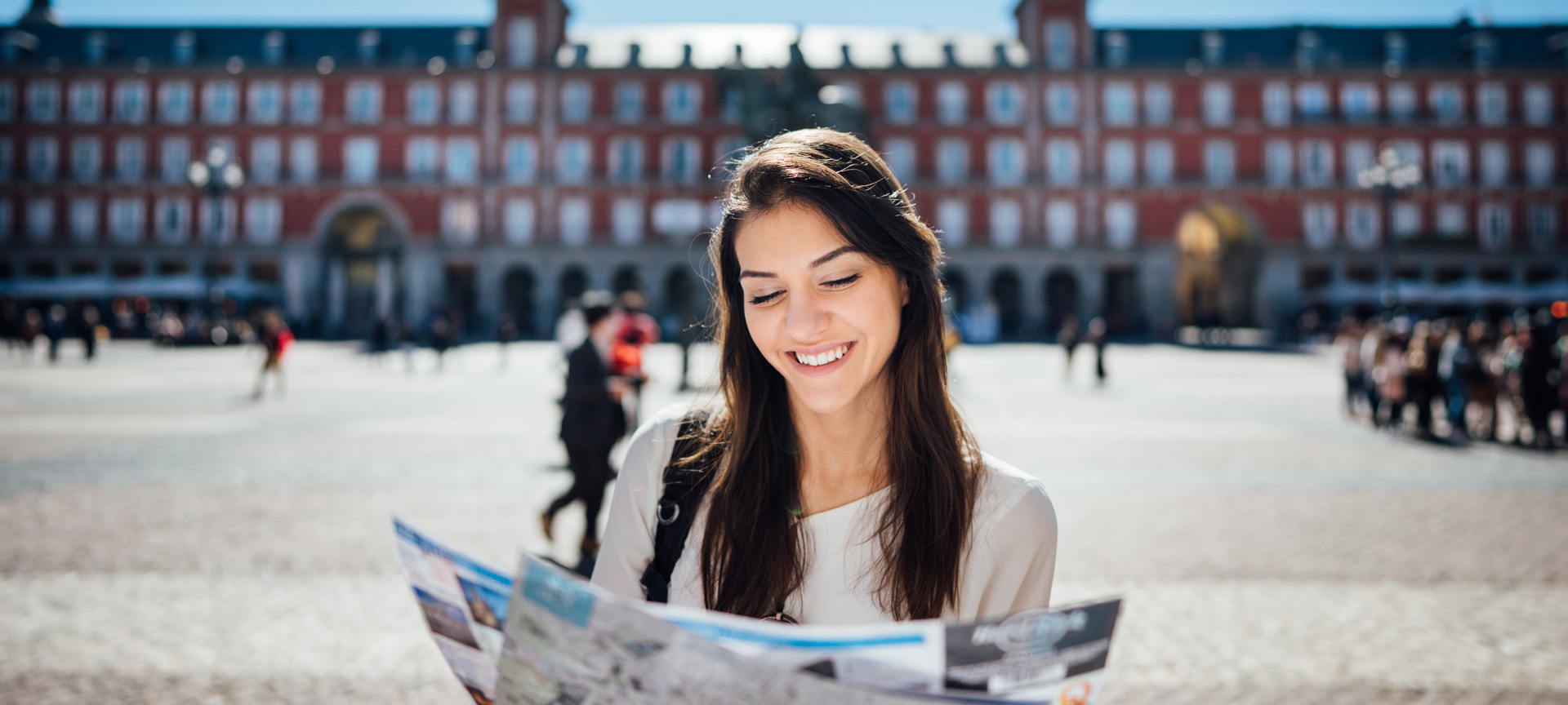 Girl in Madrid's Plaza Mayor square