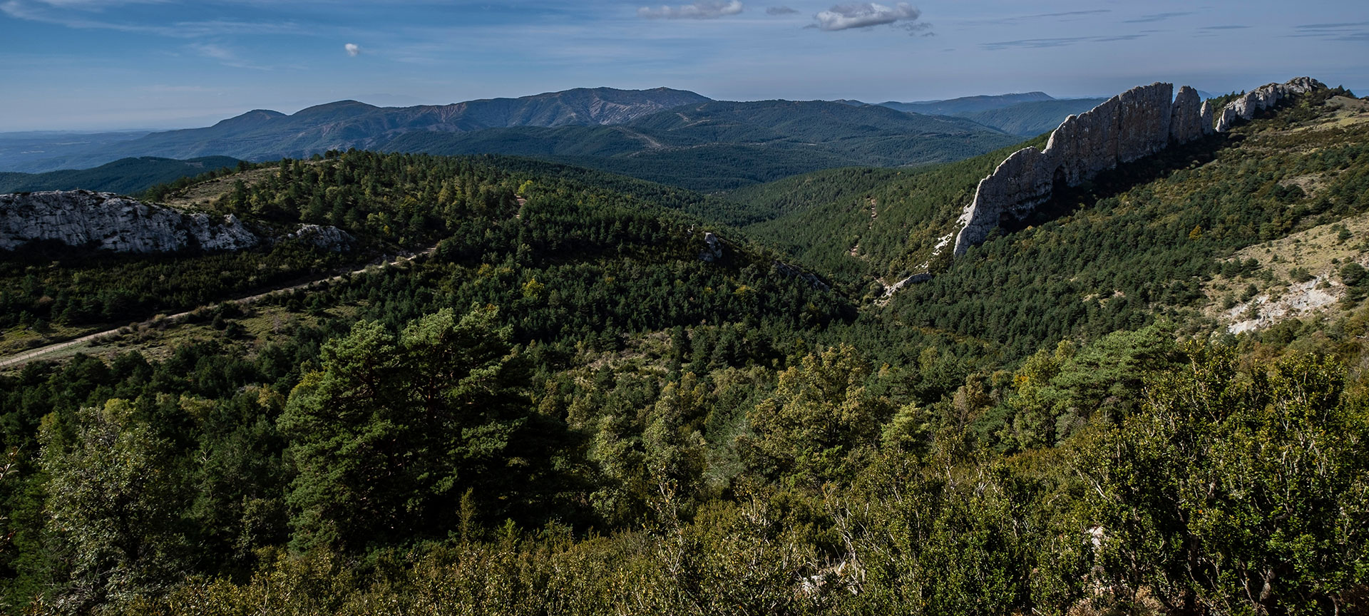 General view of the protected landscape of the Sierra de Santo Domingo, Biel, Zaragoza, Aragon