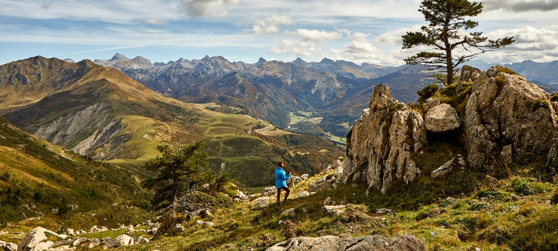 A walker taking in the views in Belagua, on the slopes of the Lakartxela A walker taking in the views in Belagua, on the slopes of the Lakartxela