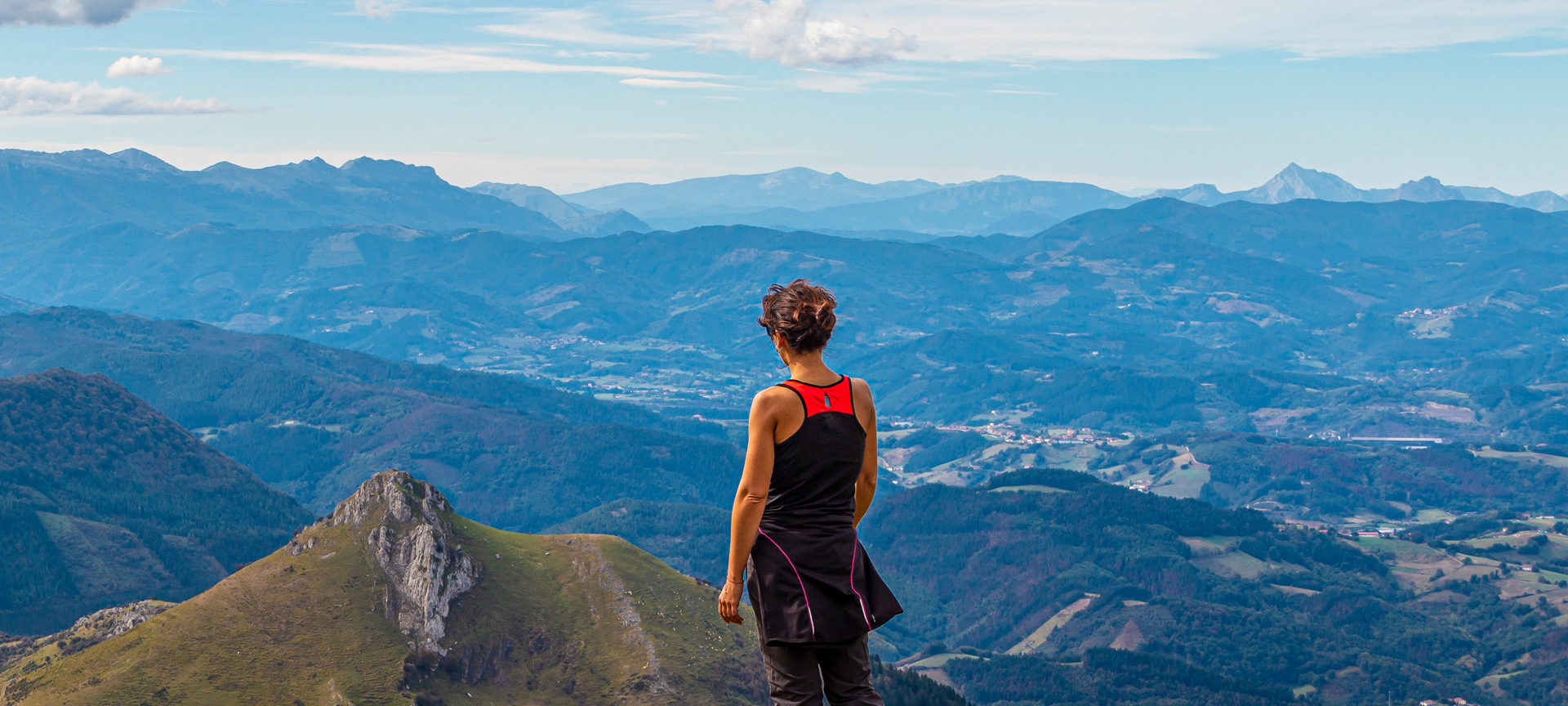Tourist on mount Txindoki in the Sierra Aralar in Gipuzkoa, the Basque Country