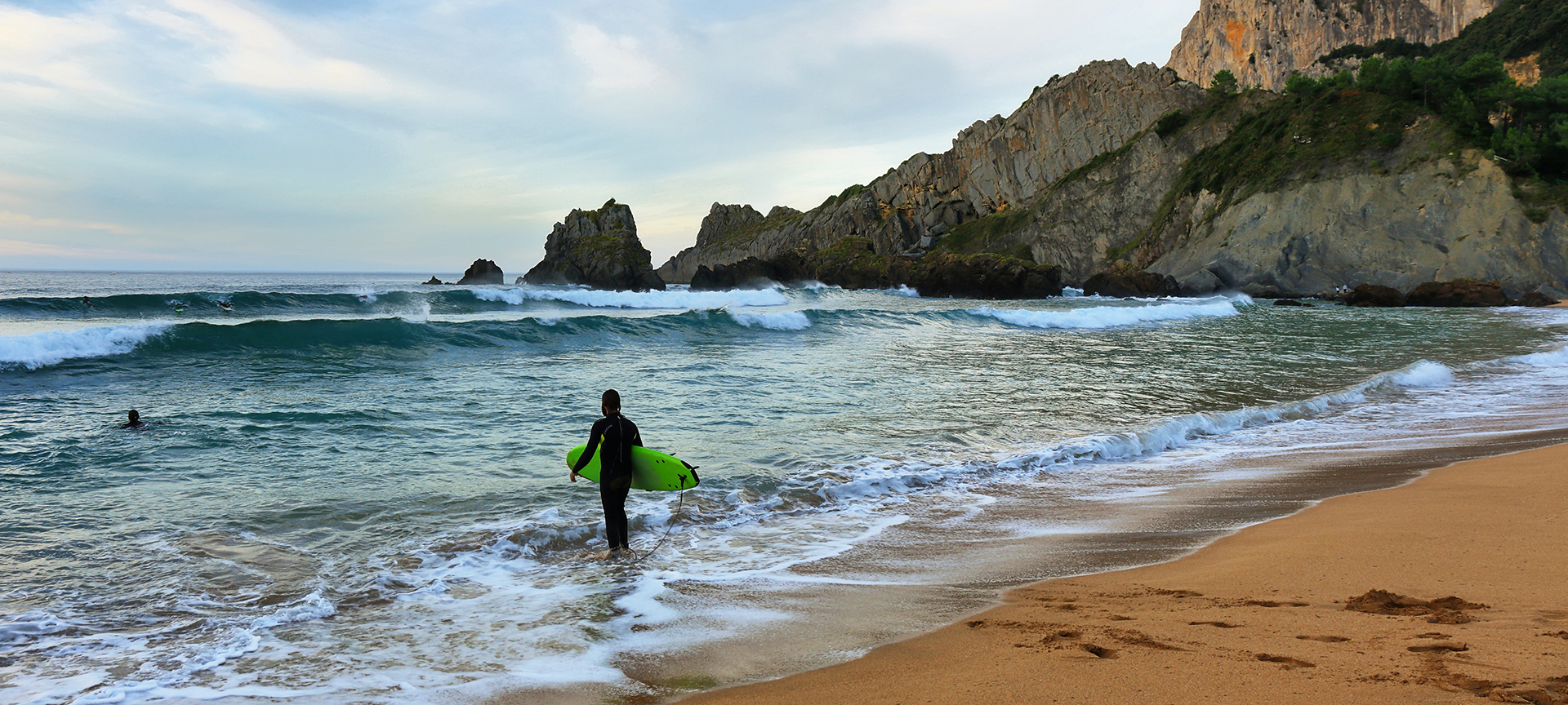 Surfers on Laga Beach. Ibarranguelua Surfers on Laga Beach. Ibarranguelua