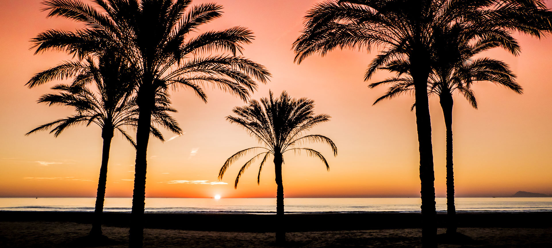 Daybreak on the beach in Cullera, Valencia