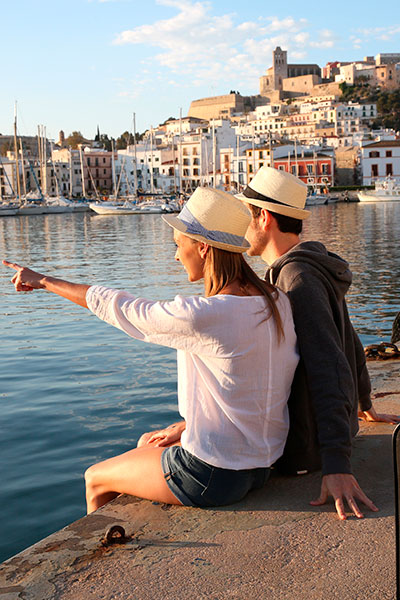 Couple in Ibiza harbour Couple in Ibiza harbour