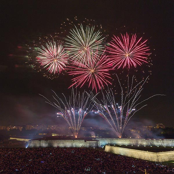 Fireworks at the festivities in San Fermín, Pamplona Fireworks at the festivities in San Fermín, Pamplona