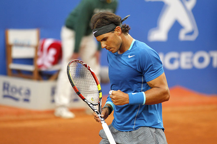 Rafa Nadal celebrating winning a point Rafa Nadal celebrating winning a point