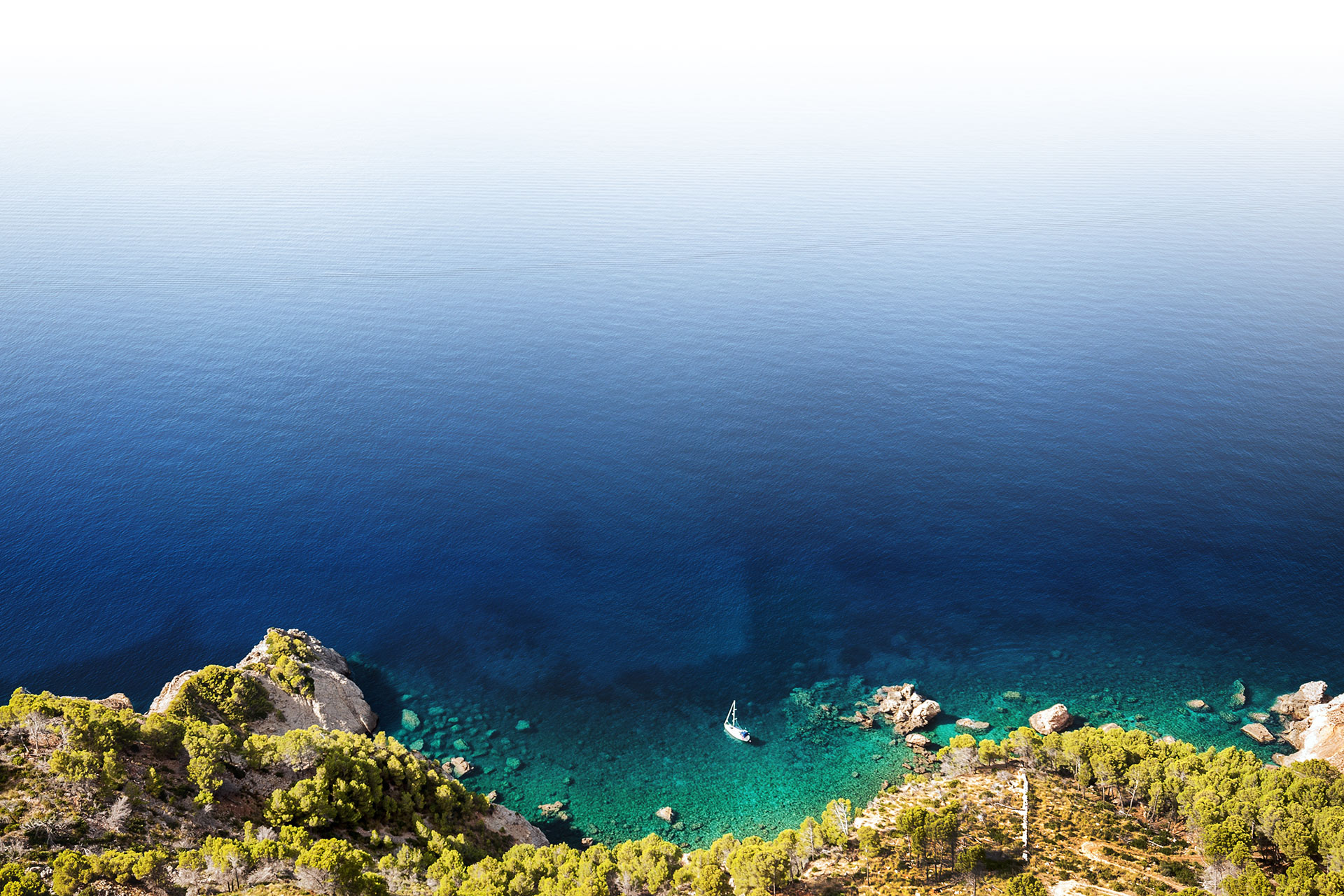 Yacht in the waters off the island of Majora