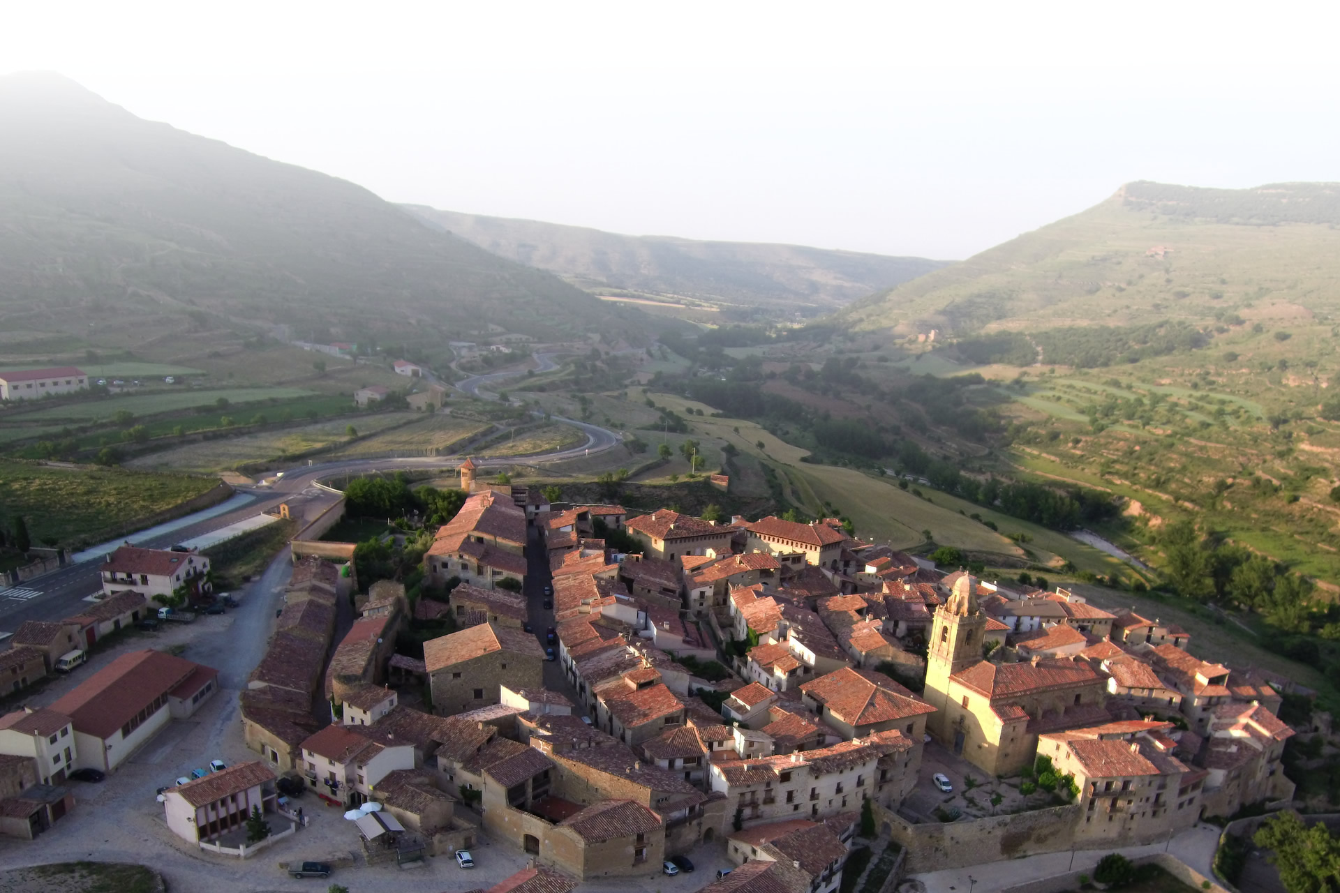 Vista aérea de Mirambel, en Teruel (Aragón)
