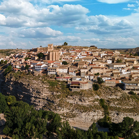 Blick auf Jorquera, an der Weinstraße La Manchuela 