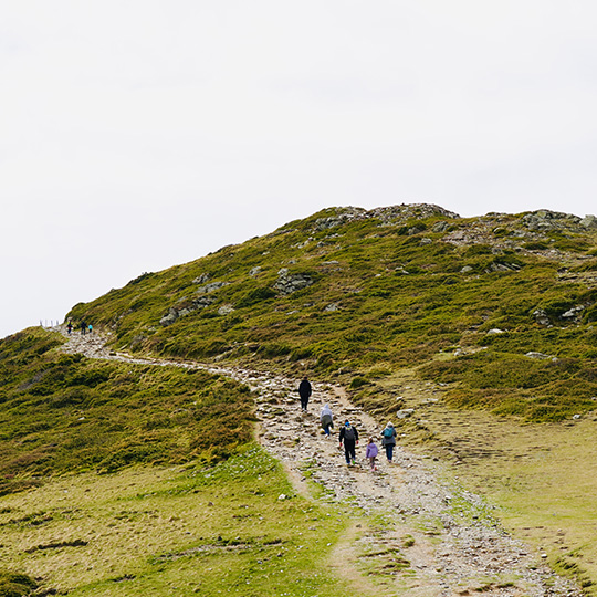 Hikers walking the trails of Montseny, Barcelona