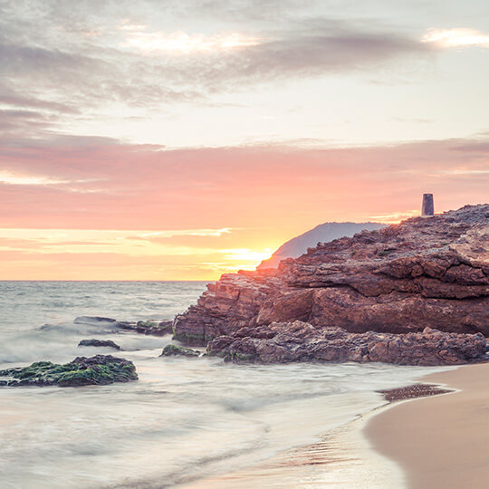 Entardecer na praia de Calblanque, Múrcia