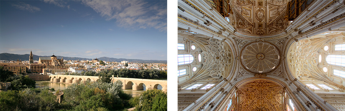 Pont romain et intérieur de la cathédrale de Cordoue Pont romain et intérieur de la cathédrale de Cordoue