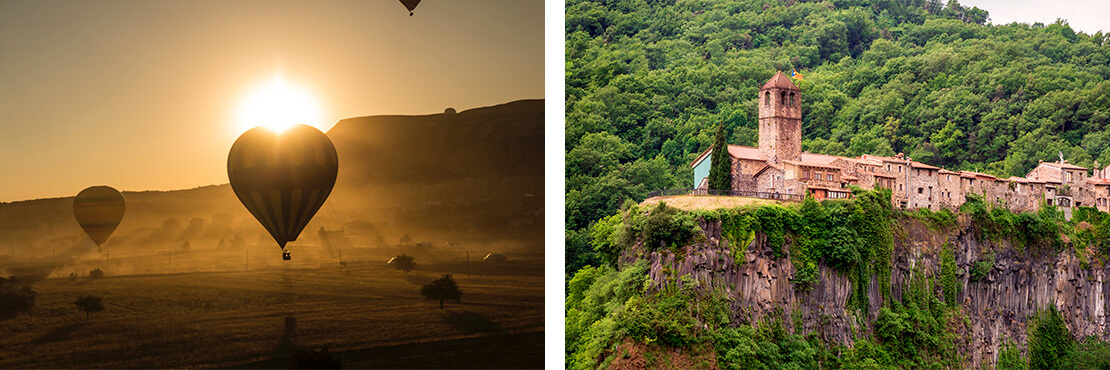 Heißluftballons und Castellfollit de la Roca