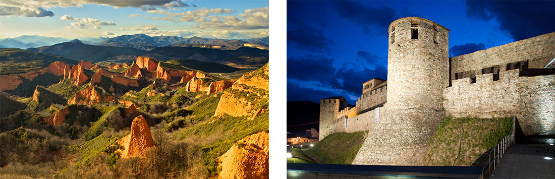 Las médulas et les remparts de Ponferrada, Castille-León Las médulas et les remparts de Ponferrada, Castille-León