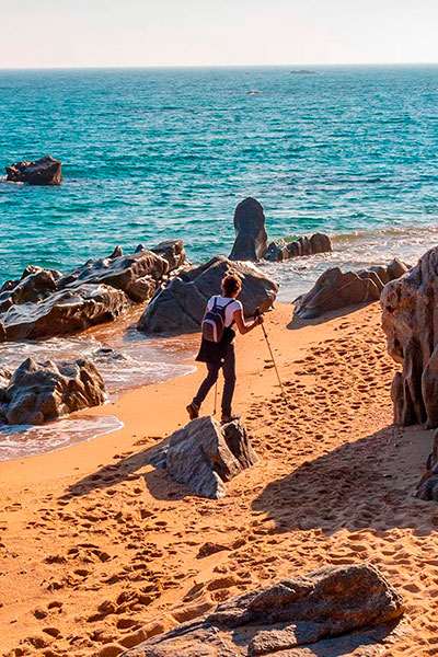 Hiker in Platja d’Aro. Costa Brava, Girona Hiker in Platja d’Aro. Costa Brava, Girona