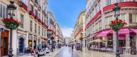 Widok na ulicę Larios w Maladze, Andaluzja Widok na ulicę Larios w Maladze, Andaluzja