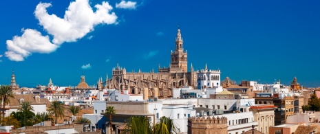 Vue de la cathédrale de Séville et La Giralda à Séville, Andalousie Vue de la cathédrale de Séville et La Giralda à Séville, Andalousie
