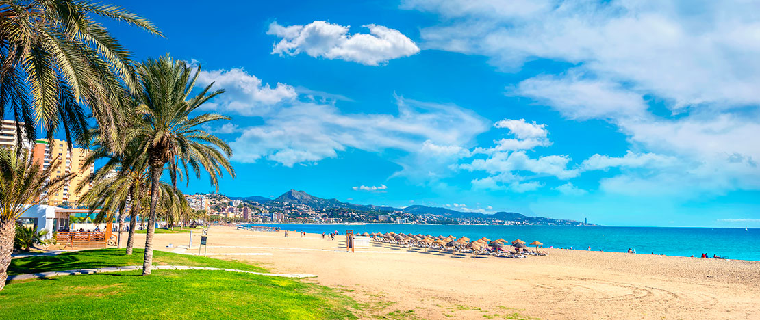Praia de La Malagueta, Málaga, Andaluzia Praia de La Malagueta, Málaga, Andaluzia