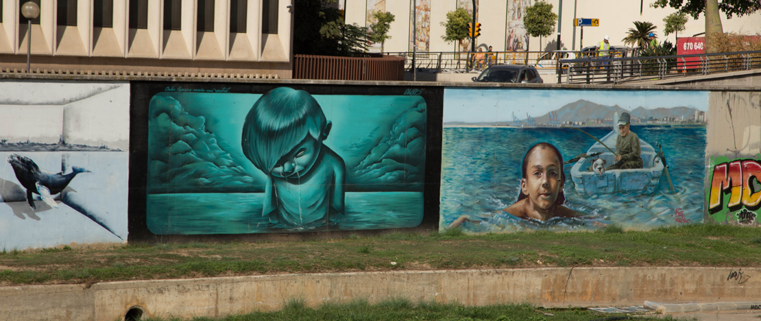 Detalle de mural de la ciudad de Málaga, Andalucía Detalle de mural de la ciudad de Málaga, Andalucía