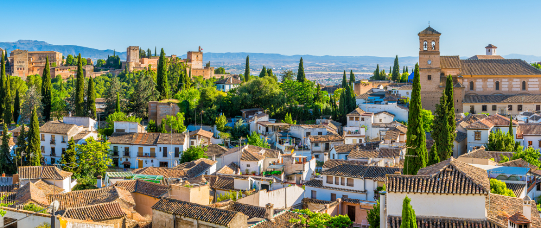 Veduta del quartiere dell'Albaicín di Granada, Andalusia