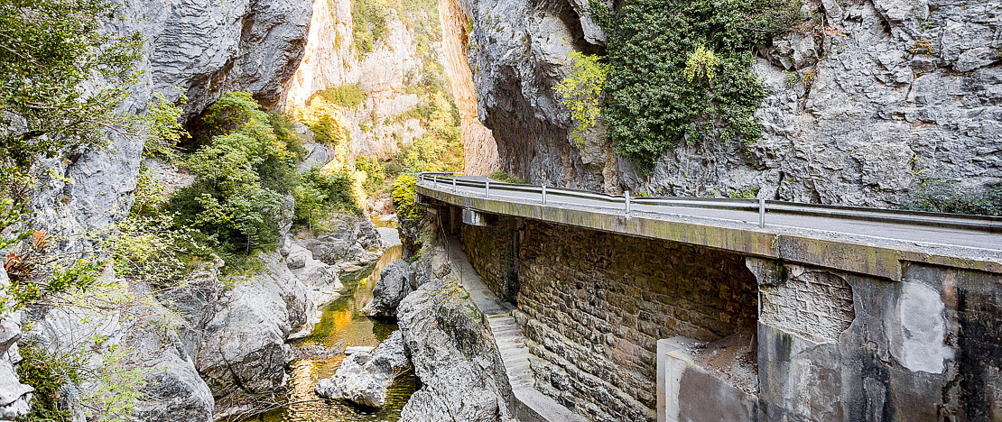 Veduta del Cañón Foz di Biniés tra Bedún e Ansó, Huesca