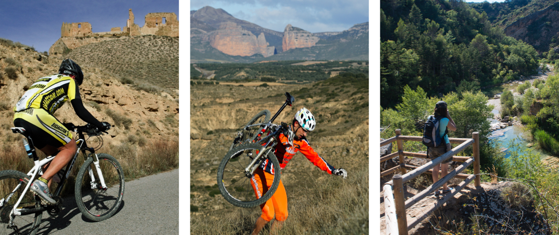 Images of mountain biking and hiking in La Hoya de Huesca, Aragon © Comarca Hoya de Huesca – Jon Izeta Images of mountain biking and hiking in La Hoya de Huesca, Aragon © Comarca Hoya de Huesca – Jon Izeta