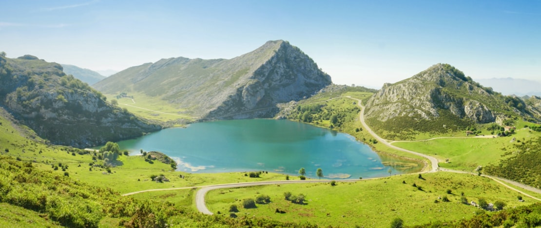 View of Lake Enol in the Picos de Europa National Park, Asturias
