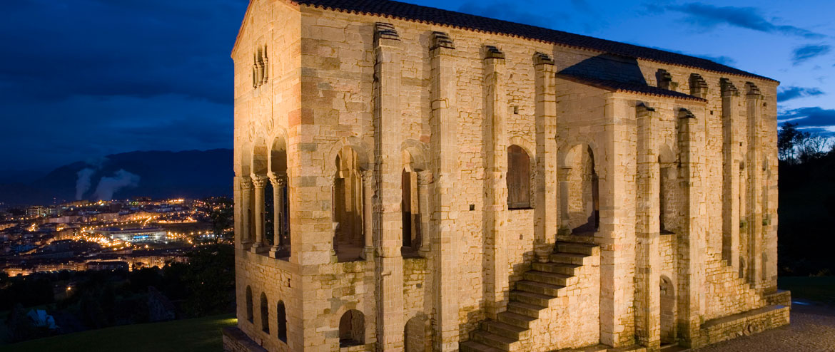 The church of Santa María del Naranco at night The church of Santa María del Naranco at night