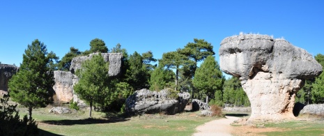 View of rock formations of Ciudad Encantada in Cuenca, Castilla-La Mancha View of rock formations of Ciudad Encantada in Cuenca, Castilla-La Mancha