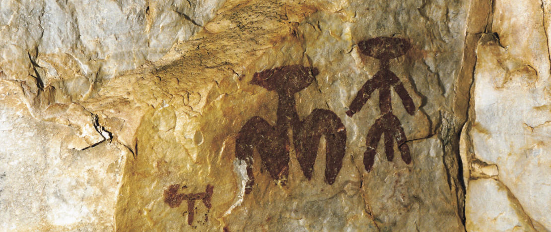 Schematic drawing of a man and a woman in the caves of Fuencaliente and Villar del Humo, Ciudad Real Schematic drawing of a man and a woman in the caves of Fuencaliente and Villar del Humo, Ciudad Real