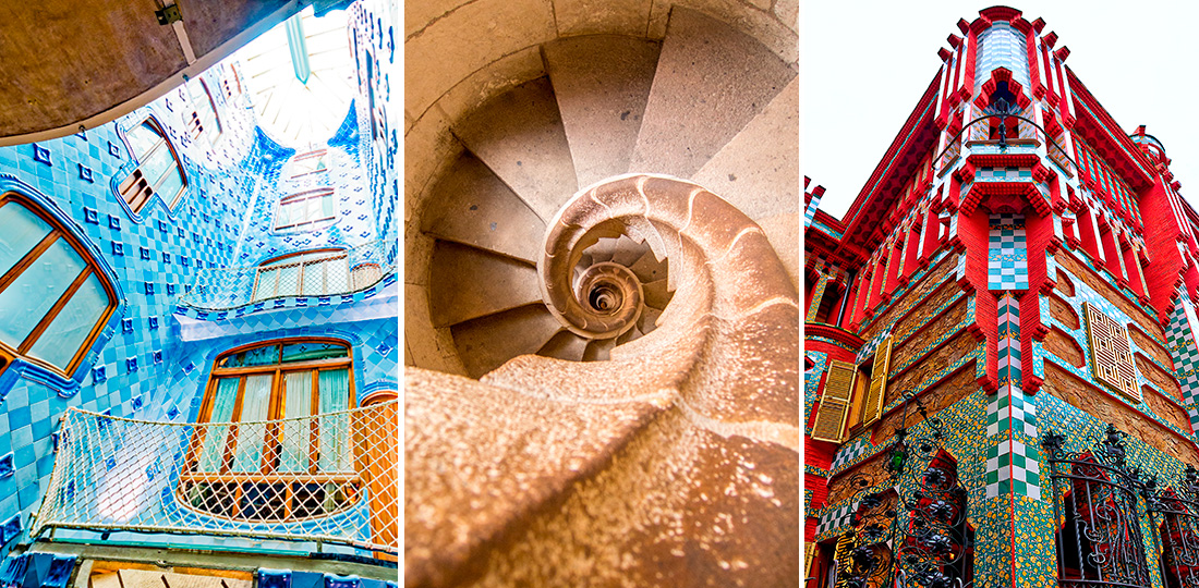 Po lewej: Casa Batlló. Pośrodku: Sagrada Familia. Po lewej: Casa Vicens (c) Marco Fine/Shutterstock.com
